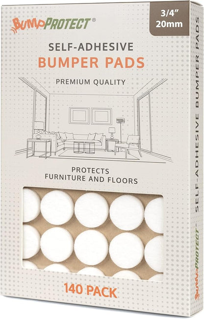 Furniture Felt Pads 3/4" (19mm) Diameter Round 3M Self Adhesive Protects Furniture and Floors Against Bumps and Scratches 140 Pack - White | Furniture Pads - TrueDesk