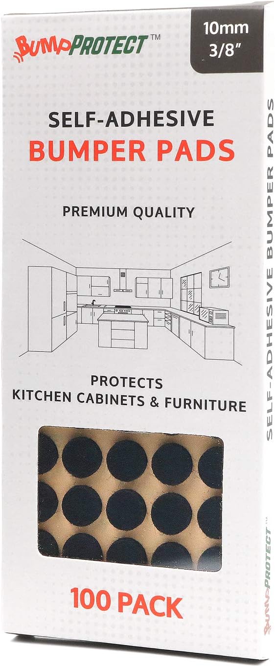 Furniture Felt Pads 3/8" (10mm) Diameter Round 3M Self Adhesive Protects Kitchen Cabinets, Drawers, Desks and Furniture Against Bumps and Scratches 100 Pack - Black | Furniture Pads - TrueDesk