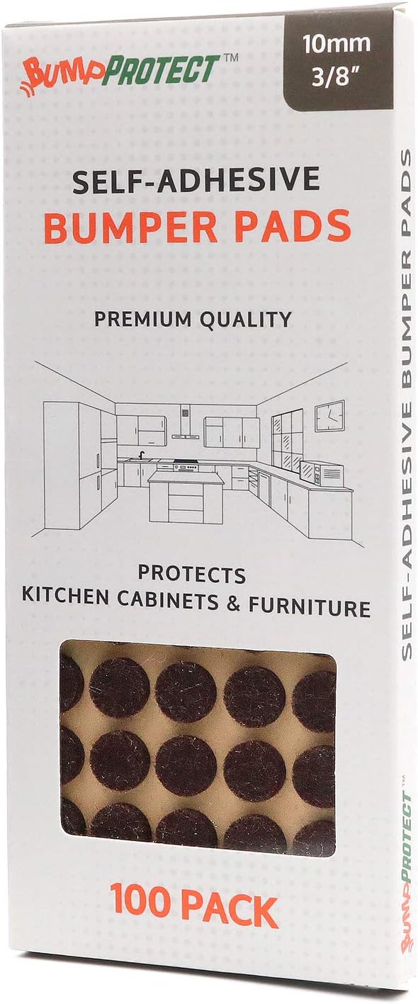 Furniture Felt Pads 3/8" (10mm) Diameter Round 3M Self Adhesive Protects Kitchen Cabinets, Drawers, Desks and Furniture Against Bumps and Scratches 100 Pack - Dark Brown | Furniture Pads - TrueDesk