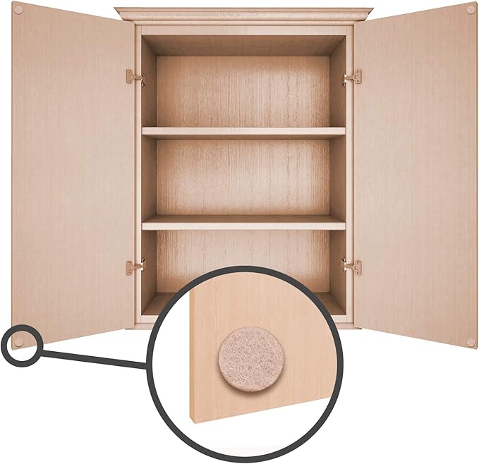 Furniture Felt Pads 3/8" (10mm) Diameter Round 3M Self Adhesive Protects Kitchen Cabinets, Drawers, Desks and Furniture Against Bumps and Scratches 100 Pack - Linen (Light Beige) | Furniture Pads - TrueDesk