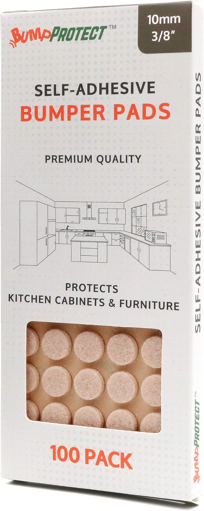 Furniture Felt Pads 3/8" (10mm) Diameter Round 3M Self Adhesive Protects Kitchen Cabinets, Drawers, Desks and Furniture Against Bumps and Scratches 100 Pack - Linen (Light Beige) | Furniture Pads - TrueDesk