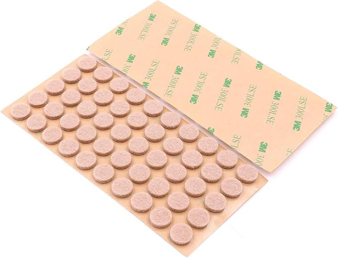 Furniture Felt Pads 3/8" (10mm) Diameter Round 3M Self Adhesive Protects Kitchen Cabinets, Drawers, Desks and Furniture Against Bumps and Scratches 100 Pack - Linen (Light Beige) | Furniture Pads - TrueDesk