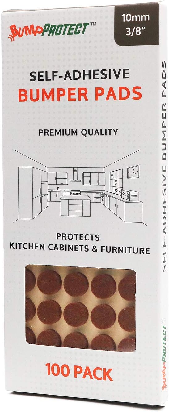 Furniture Felt Pads 3/8" (10mm) Diameter Round 3M Self Adhesive Protects Kitchen Cabinets, Drawers, Desks and Furniture Against Bumps and Scratches 100 Pack - Mocha (Medium Brown) | Furniture Pads - TrueDesk