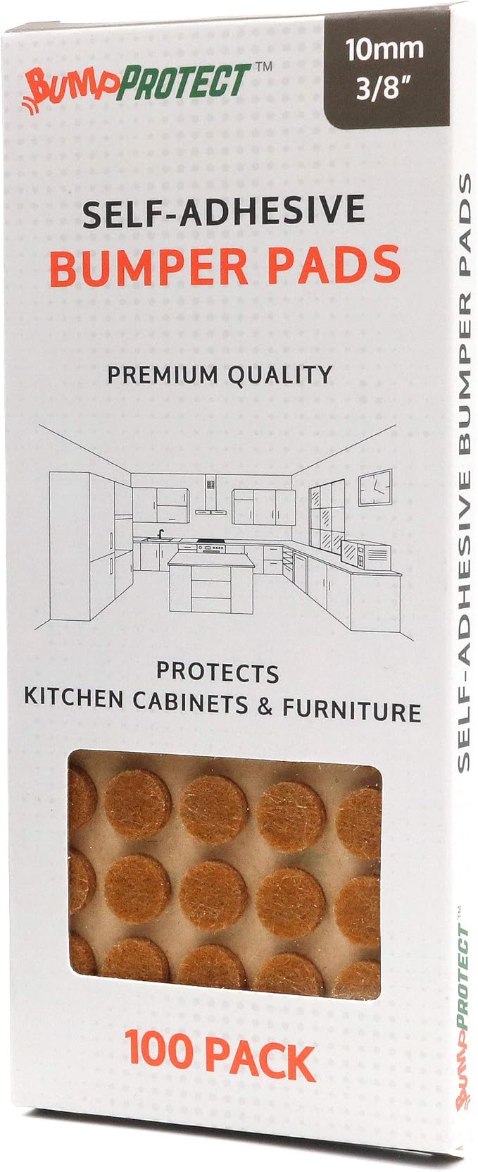 Furniture Felt Pads 3/8" (10mm) Diameter Round 3M Self Adhesive Protects Kitchen Cabinets, Drawers, Desks and Furniture Against Bumps and Scratches 100 Pack - Oak (Honey Brown) | Furniture Pads - TrueDesk