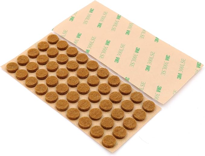 Furniture Felt Pads 3/8" (10mm) Diameter Round 3M Self Adhesive Protects Kitchen Cabinets, Drawers, Desks and Furniture Against Bumps and Scratches 100 Pack - Oak (Honey Brown) | Furniture Pads - TrueDesk