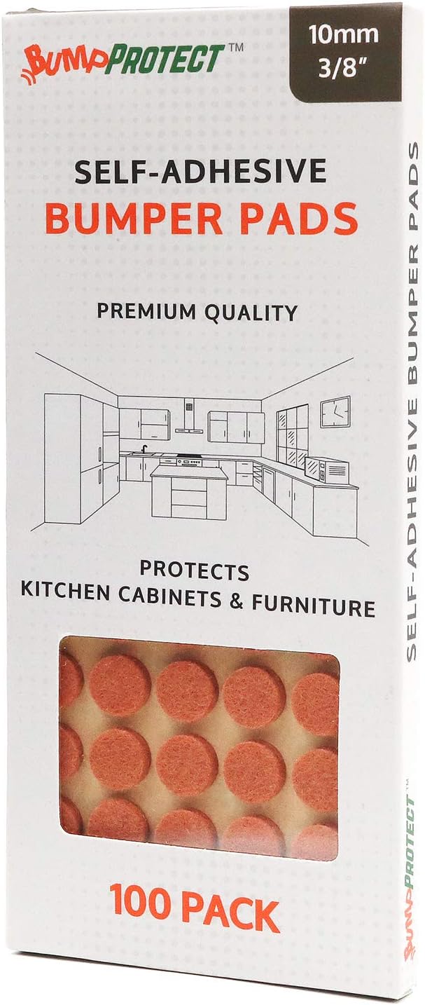 Furniture Felt Pads 3/8" (10mm) Diameter Round 3M Self Adhesive Protects Kitchen Cabinets, Drawers, Desks and Furniture Against Bumps and Scratches 100 Pack - Sienna (Maple) | Furniture Pads - TrueDesk