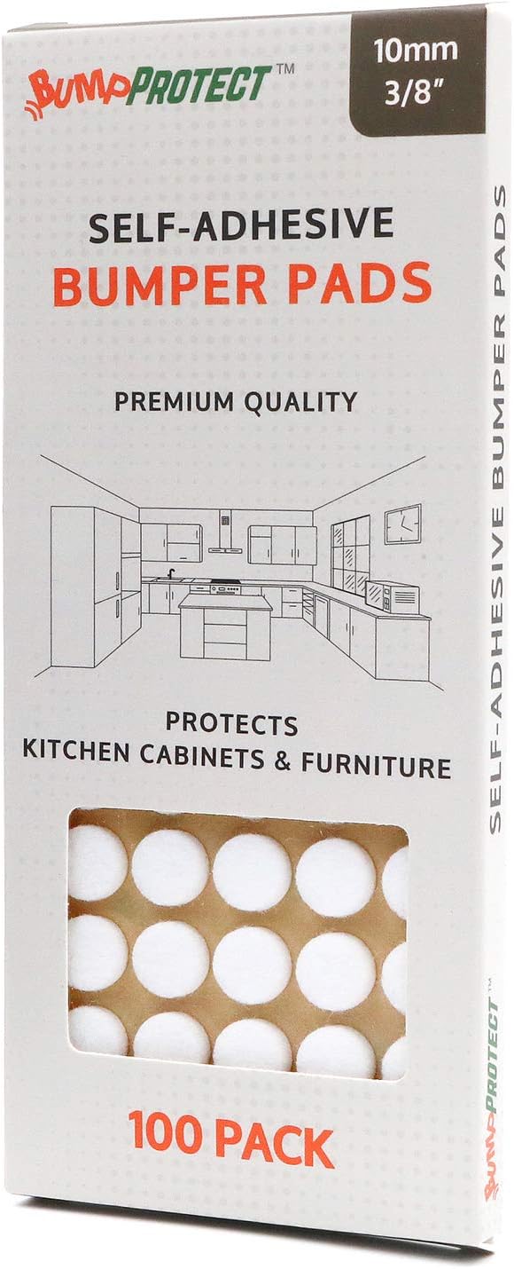 Furniture Felt Pads 3/8" (10mm) Diameter Round 3M Self Adhesive Protects Kitchen Cabinets, Drawers, Desks and Furniture Against Bumps and Scratches 100 Pack - White | Furniture Pads - TrueDesk