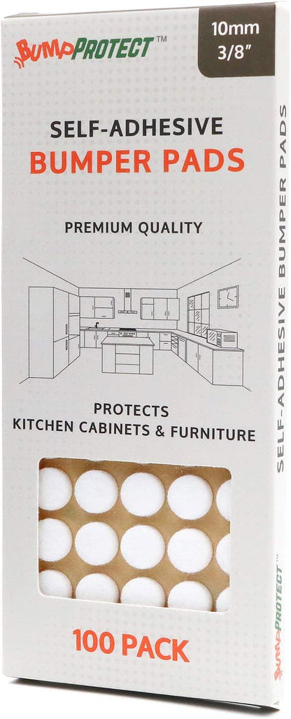 Furniture Felt Pads 3/8" (10mm) Diameter Round 3M Self Adhesive Protects Kitchen Cabinets, Drawers, Desks and Furniture Against Bumps and Scratches 100 Pack - White | Furniture Pads - TrueDesk