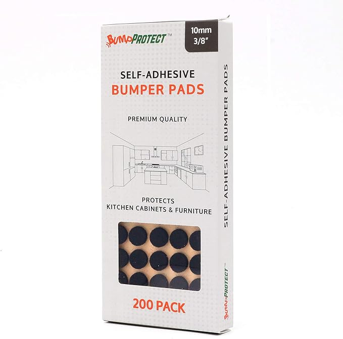 Furniture Felt Pads 3/8" (10mm) Diameter Round 3M Self Adhesive Protects Kitchen Cabinets, Drawers, Desks and Furniture Against Bumps and Scratches 200 Pack - Black | Furniture Pads - TrueDesk