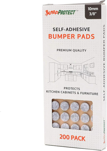 Furniture Felt Pads 3/8" (10mm) Diameter Round 3M Self Adhesive Protects Kitchen Cabinets, Drawers, Desks and Furniture Against Bumps and Scratches 200 Pack - Grey | Furniture Pads - TrueDesk