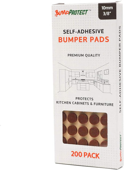 Furniture Felt Pads 3/8" (10mm) Diameter Round 3M Self Adhesive Protects Kitchen Cabinets, Drawers, Desks and Furniture Against Bumps and Scratches 200 Pack - Mocha (Medium Brown) | Furniture Pads - TrueDesk