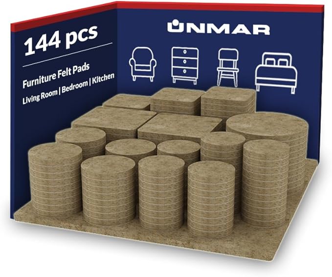 Furniture Felt Pads Brown 144 Pcs Strong Self Adhesive Protectors for Hardwood Floors Laminate Flooring Furniture Feet Chair Legs Table Cabinet Couch Non Scratch Peel Stick Felt Pad Set for All Floors | Furniture Pads - TrueDesk