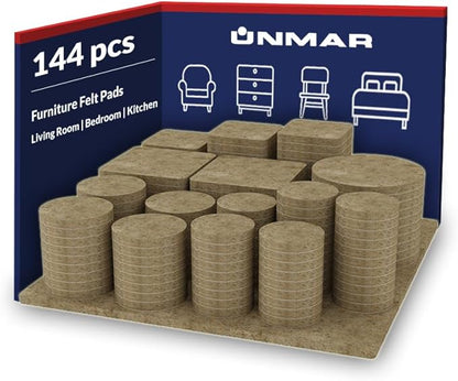 Furniture Felt Pads Brown 144 Pcs Strong Self Adhesive Protectors for Hardwood Floors Laminate Flooring Furniture Feet Chair Legs Table Cabinet Couch Non Scratch Peel Stick Felt Pad Set for All Floors | Furniture Pads - TrueDesk