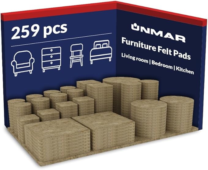 Furniture Felt Pads Brown 259 Pcs Strong Self Adhesive Protectors for Hardwood Floors Laminate Flooring Furniture Feet Chair Legs Table Cabinet Couch Non Scratch Peel Stick Felt Pad Set for All Floors | Furniture Pads - TrueDesk