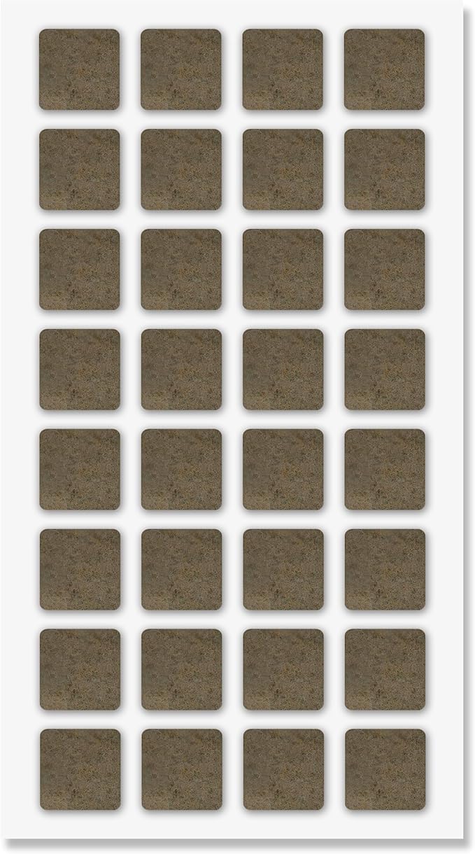 Furniture Felt Pads Brown 32 Pcs 1 inch Square Strong Self Adhesive Protectors for Hardwood Floors Laminate Flooring Furniture Feet Chair Legs Table Cabinet Couch Non Scratch Peel Stick Pad Set | Furniture Pads - TrueDesk
