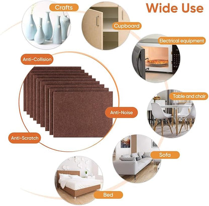 Furniture Pads 10 Pieces Self Adhesive Furniture Felt Pads, 8" x 6" Cuttable Felt Chair Pads, Anti Scratch Furniture Floor Protectors for Furniture Legs Hardwood Floor, Brown | Furniture Pads - TrueDesk