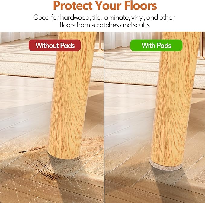 Furniture Pads 300 Pack Premium Furniture Felt Pads (Beige), Huge Quantity Self Adhesive Anti Scratch Floor Protector for Furniture Legs Hardwood with 60 Cabinet Door Bumpers | Furniture Pads - TrueDesk