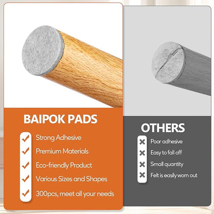 Furniture Pads 300 Pcs Premium Furniture Felt Pads (Grey), Huge Quantity Self Adhesive Felt Furniture Pads, Anti Scratch Floor Protector for Furniture Legs Hardwood Floor with 60 Cabinet Door Bumpers | Furniture Pads - TrueDesk
