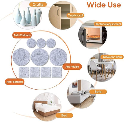 Furniture Pads 300 Pcs Premium Furniture Felt Pads (Grey), Huge Quantity Self Adhesive Felt Furniture Pads, Anti Scratch Floor Protector for Furniture Legs Hardwood Floor with 60 Cabinet Door Bumpers | Furniture Pads - TrueDesk