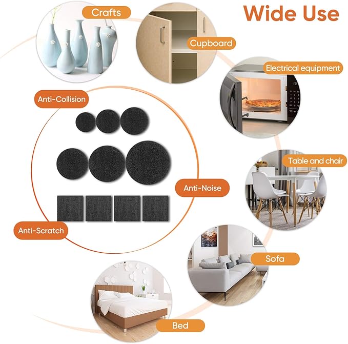 Furniture Pads 300 Pieces Felt Furniture Pads Premium Huge Pack, BAIPOK Self Adhesive Anti Scratch Floor Protectors for Desk Chair Legs and 60 Rubber Bumpers for Hardwood Tile Floor | Furniture Pads - TrueDesk