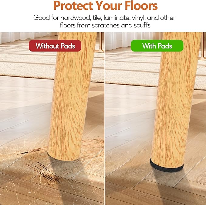 Furniture Pads 300 Pieces Felt Furniture Pads Premium Huge Pack, BAIPOK Self Adhesive Anti Scratch Floor Protectors for Desk Chair Legs and 60 Rubber Bumpers for Hardwood Tile Floor | Furniture Pads - TrueDesk