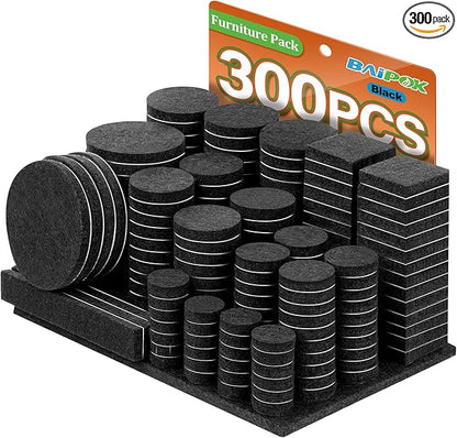 Furniture Pads 300 Pieces Felt Furniture Pads Premium Huge Pack, BAIPOK Self Adhesive Anti Scratch Floor Protectors for Desk Chair Legs and 60 Rubber Bumpers for Hardwood Tile Floor | Furniture Pads - TrueDesk