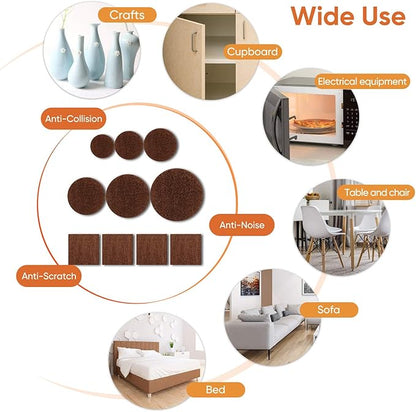 Furniture Pads Felt Pads 300 Pieces Huge Pack Furniture Felt Pads, Self Adhesive Anti Scratch Floor Protectors for Furniture on Hardwood Tile Floor, with 60 Cabinet Door Bumpers, Brown | Furniture Pads - TrueDesk
