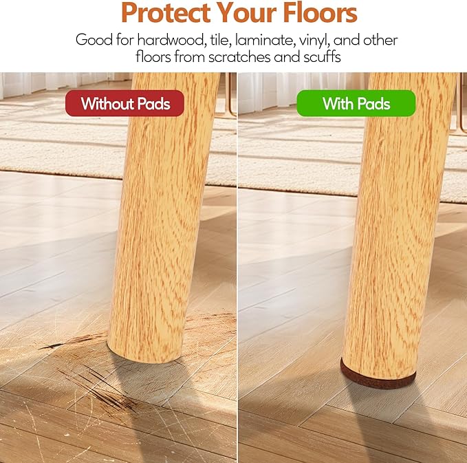 Furniture Pads Felt Pads 300 Pieces Huge Pack Furniture Felt Pads, Self Adhesive Anti Scratch Floor Protectors for Furniture on Hardwood Tile Floor, with 60 Cabinet Door Bumpers, Brown | Furniture Pads - TrueDesk
