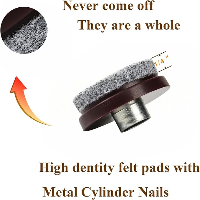 Furniture Pads Furnigear Nail On Felt Pads Heavy Duty Chair Slides for Hardwood Floor Surfaces – Floor Protectors Protect Your Hardwood Flooring from Scratches(1", 24 Pack - Brown) | Furniture Pads - TrueDesk