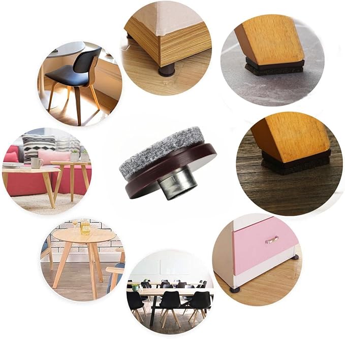 Furniture Pads Furnigear Nail On Felt Pads Heavy Duty Chair Slides for Hardwood Floor Surfaces – Floor Protectors Protect Your Hardwood Flooring from Scratches(1", 24 Pack - Brown) | Furniture Pads - TrueDesk