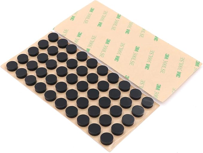 Furniture Silicone Rubber Pads 3/8" (10mm) Diameter Round 3M Self Adhesive Protects Kitchen Cabinets, Drawers, Desks and Furniture Against Bumps and Scratches 100 Pack - Black | Furniture Pads - TrueDesk