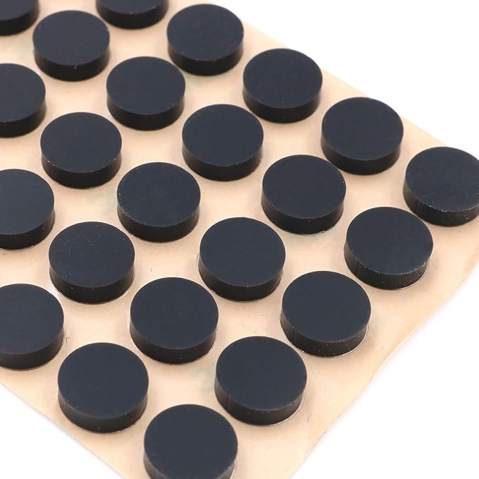 Furniture Silicone Rubber Pads 3/8" (10mm) Diameter Round 3M Self Adhesive Protects Kitchen Cabinets, Drawers, Desks and Furniture Against Bumps and Scratches 100 Pack - Black | Furniture Pads - TrueDesk