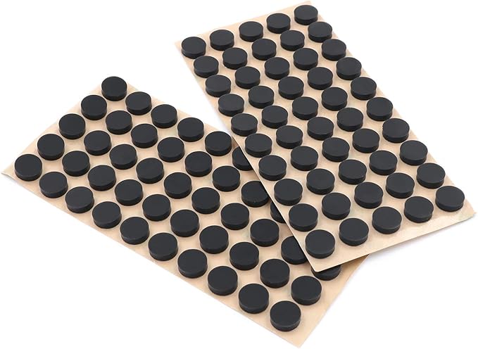 Furniture Silicone Rubber Pads 3/8" (10mm) Diameter Round 3M Self Adhesive Protects Kitchen Cabinets, Drawers, Desks and Furniture Against Bumps and Scratches 100 Pack - Black | Furniture Pads - TrueDesk