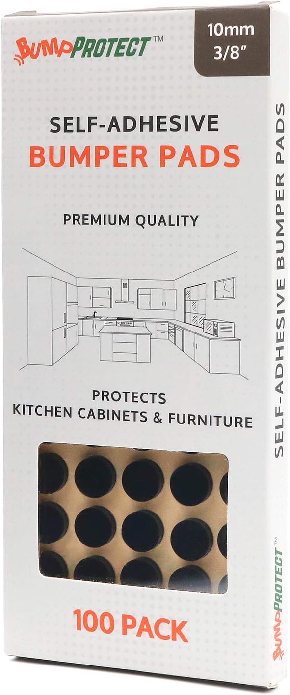 Furniture Silicone Rubber Pads 3/8" (10mm) Diameter Round 3M Self Adhesive Protects Kitchen Cabinets, Drawers, Desks and Furniture Against Bumps and Scratches 100 Pack - Black | Furniture Pads - TrueDesk