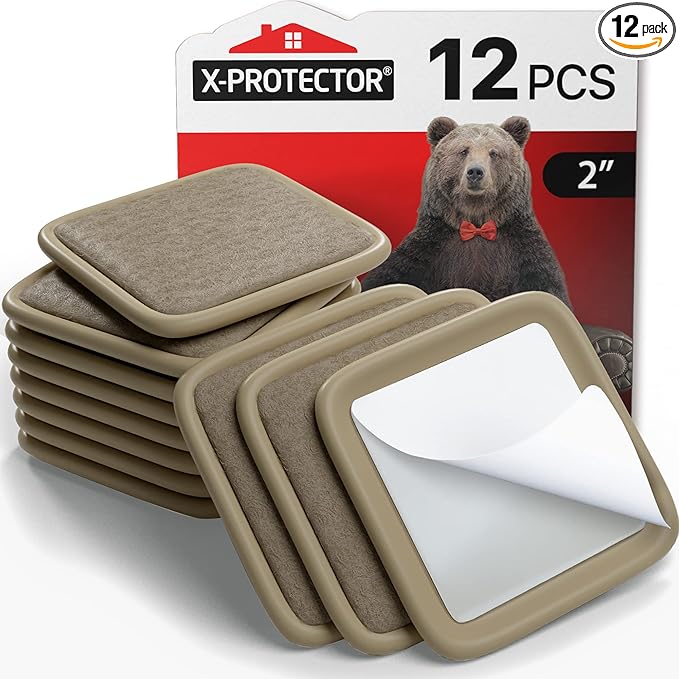 Furniture Sliders for Hardwood Floors X - Protector 12 PCS - 2” Furniture Floor Protectors – Beige Furniture Coasters – Carpeted Pads – Moving Furniture Pads Sliders! | Furniture Pads - TrueDesk