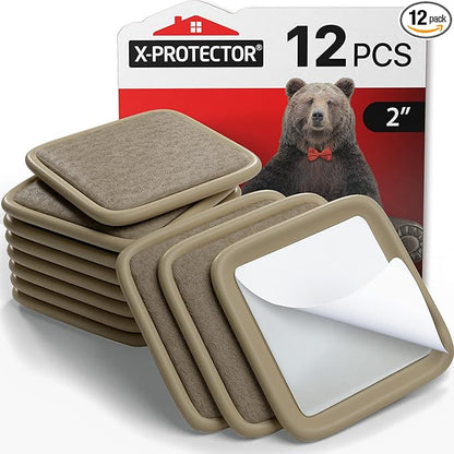 Furniture Sliders for Hardwood Floors X - Protector 12 PCS - 2” Furniture Floor Protectors – Beige Furniture Coasters – Carpeted Pads – Moving Furniture Pads Sliders! | Furniture Pads - TrueDesk