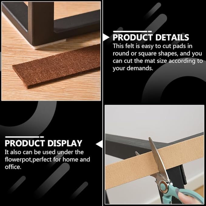 Gadpiparty 3Pcs Felt Furniture Pads Chair Floor Protectors Table Leg Floor Protectors Self - Adhesive Cuttable Furniture Felt Pads for Home Protection | Chair Pads - TrueDesk