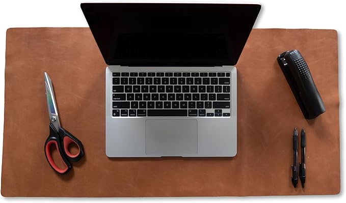 Genuine Leather Desk Pad, Office Desk Mat, Large Desk Blotter, Desk Protector, and Mouse Pad – 31.5" x 15.75" (1.8 - 2.0 mm) Tan, Waterproof, Premium Quality for Desk Surface Protection and Comfort | Desk Pads Blotters - TrueDesk