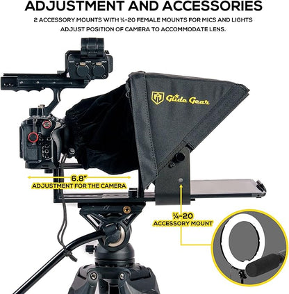 Glide Gear TMP 100 Teleprompter – DSLR, Tablet, Smartphone – 12" Glass, Carry Case, No Assembly | Teleprompters - TrueDesk