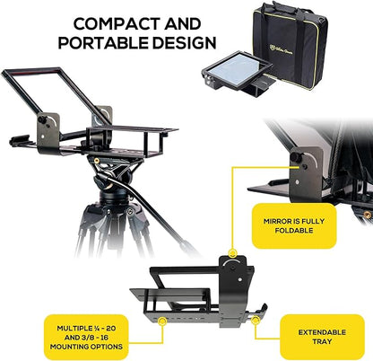 Glide Gear TMP 100 Teleprompter – DSLR, Tablet, Smartphone – 12" Glass, Carry Case, No Assembly | Teleprompters - TrueDesk