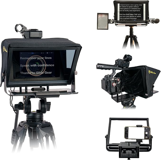 Glide Gear TMP 100 Teleprompter – DSLR, Tablet, Smartphone – 12" Glass, Carry Case, No Assembly | Teleprompters - TrueDesk