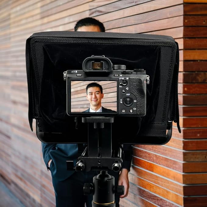 Glide Gear TMP 500 Teleprompter – DSLR, Tablet, Smartphone – 12" Glass, 15mm Rails, Hard Case, No Assembly | Teleprompters - TrueDesk