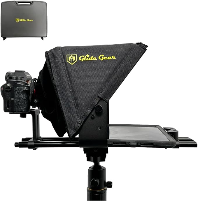 Glide Gear TMP 500 Teleprompter – DSLR, Tablet, Smartphone – 12" Glass, 15mm Rails, Hard Case, No Assembly | Teleprompters - TrueDesk