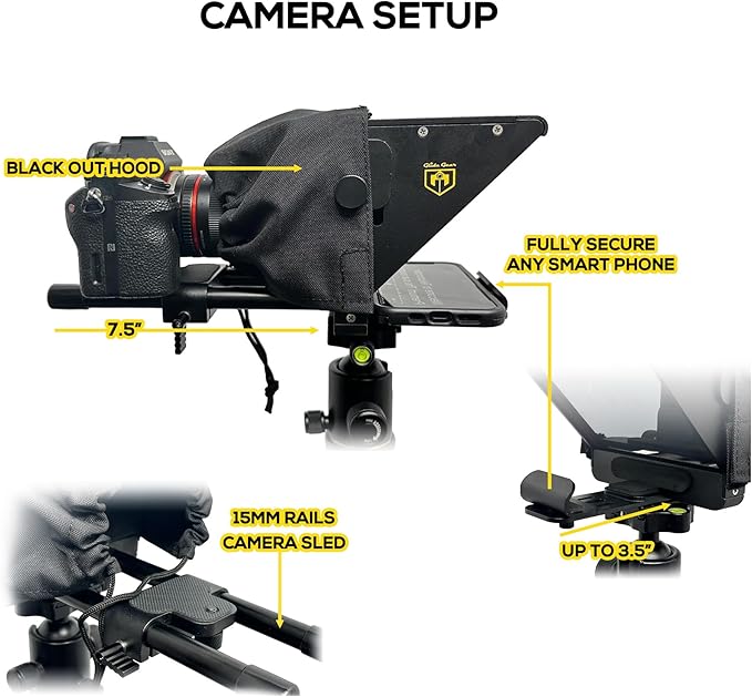 Glide Gear TMP 75 Teleprompter - Laptop, DSLR, Smartphone - Carry Case, No Assembly | Teleprompters - TrueDesk