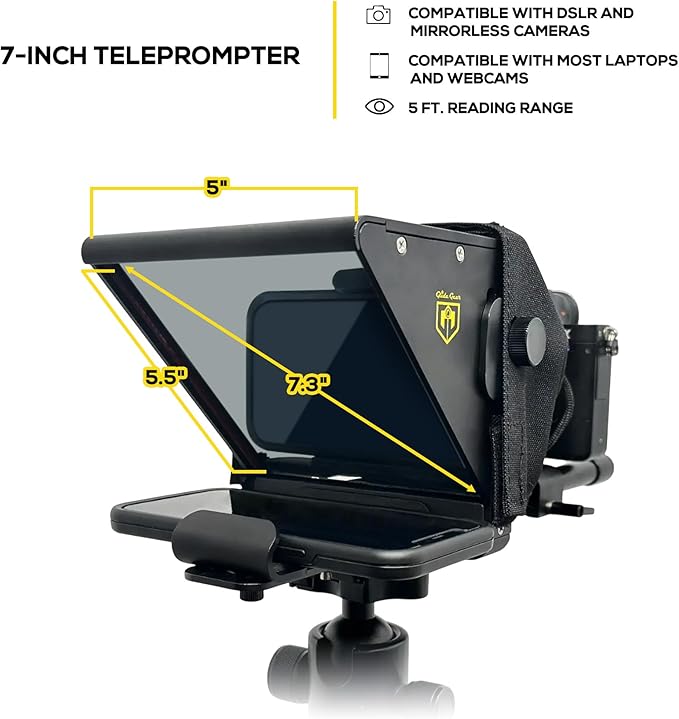 Glide Gear TMP 75 Teleprompter - Laptop, DSLR, Smartphone - Carry Case, No Assembly | Teleprompters - TrueDesk