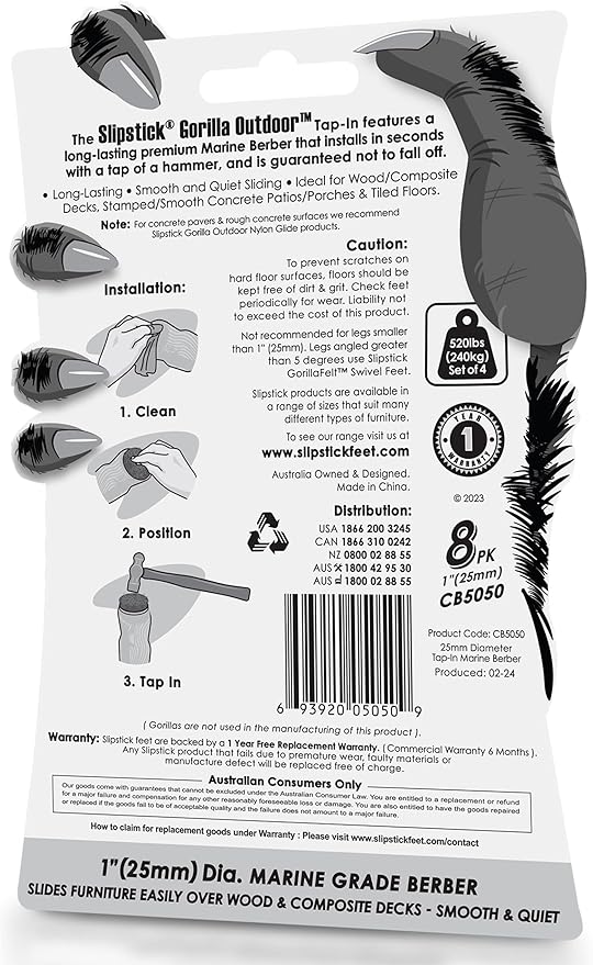 Gorilla Outdoor 1 inch Furniture Feet Floor Protectors/Weatherproof Berber Glides (Set of 8) Hammer On Furniture Pads for Outdoor & Indoor Use | Furniture Pads - TrueDesk