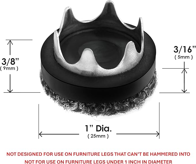 Gorilla Outdoor 1 inch Furniture Feet Floor Protectors/Weatherproof Berber Glides (Set of 8) Hammer On Furniture Pads for Outdoor & Indoor Use | Furniture Pads - TrueDesk