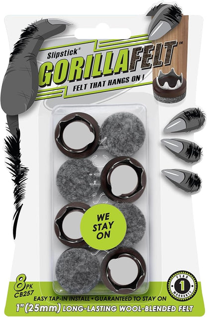 GorillaFelt CB257 Chair Leg Floor Protectors/Felt Glides (Set of 8) Tap On Felt Furniture Pads Guaranteed to Stay On, 1 Inch Round Sliders | Furniture Pads - TrueDesk