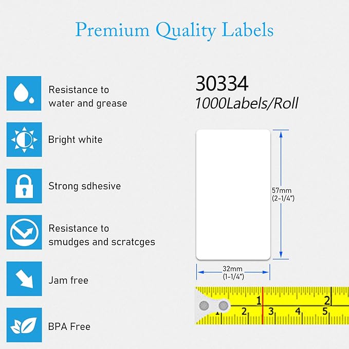 GREENCYCLE 10 Roll Compatible for Dymo 30334 2 - 1/4" x 1 - 1/4" White Multipurpose Medium Address Shipping Label for Labelwriter 450, 4XL & Zebra Desktop Printers 1000 Labels/Roll, NOT FIT 550 & 5XL | All - Purpose Labels - TrueDesk