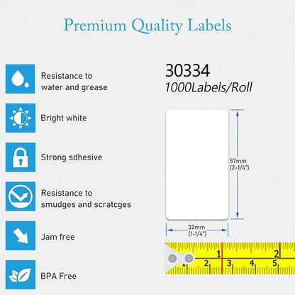 GREENCYCLE 10 Roll Compatible for Dymo 30334 2 - 1/4" x 1 - 1/4" White Multipurpose Medium Address Shipping Label for Labelwriter 450, 4XL & Zebra Desktop Printers 1000 Labels/Roll, NOT FIT 550 & 5XL | All - Purpose Labels - TrueDesk